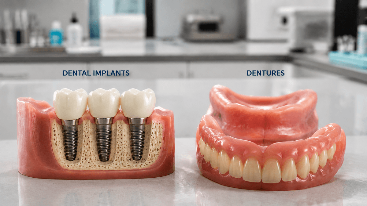 Dental Implants vs. Dentures: Choice Guide in 2026