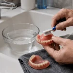 how to clean dentures at home