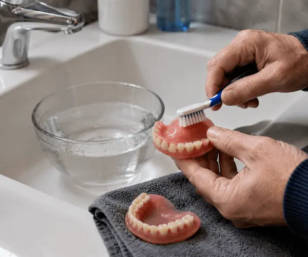 how to clean dentures at home